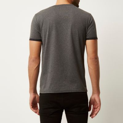 Grey check pocket t-shirt